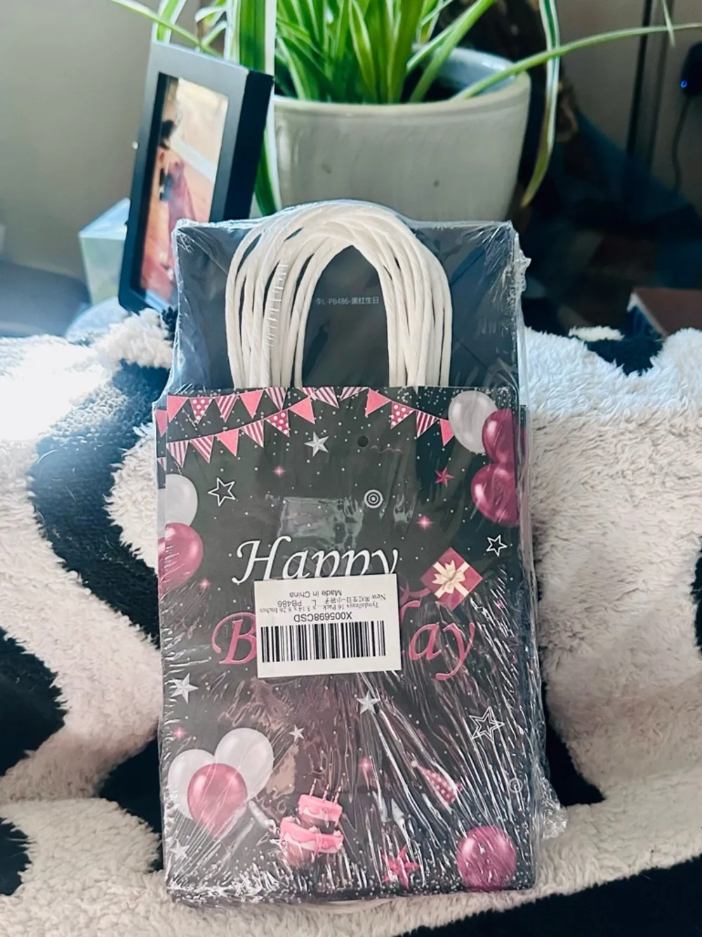 Happy Birthday Gift Bags - Black with Red & Silver Balloons
